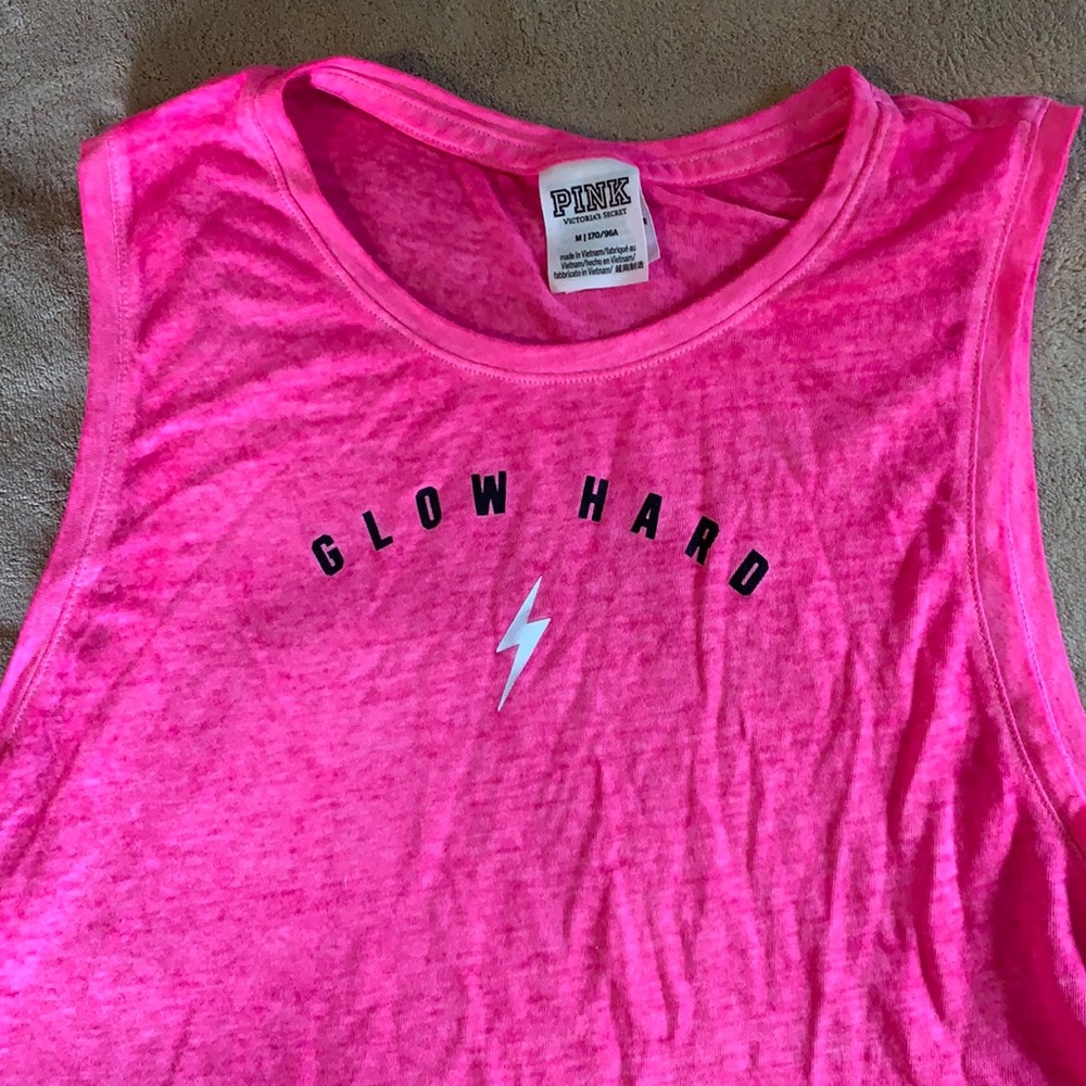 VS Pink muscle tank Glow Hard